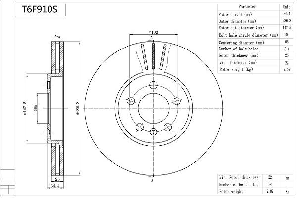 AISIN T6F910S - Disc frana aaoparts.ro
