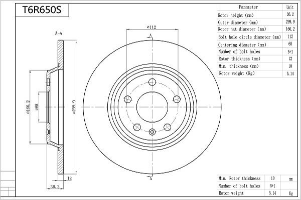 AISIN T6R650S - Disc frana aaoparts.ro