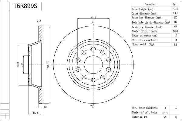 AISIN T6R899S - Disc frana aaoparts.ro