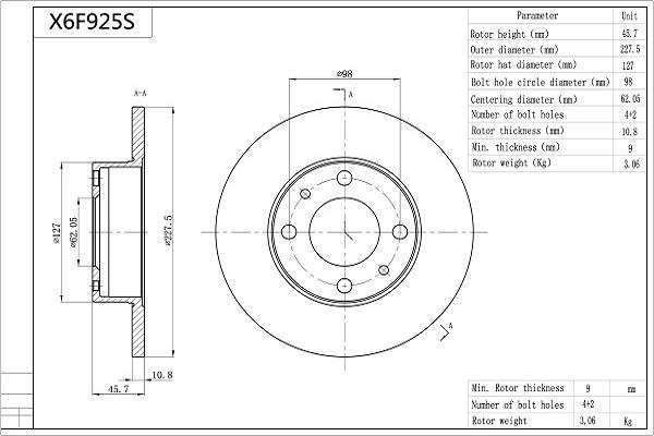 AISIN X6F925S - Disc frana aaoparts.ro