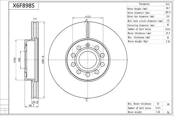 AISIN X6F898S - Disc frana aaoparts.ro
