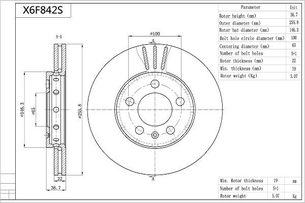 AISIN X6F842S - Disc frana aaoparts.ro