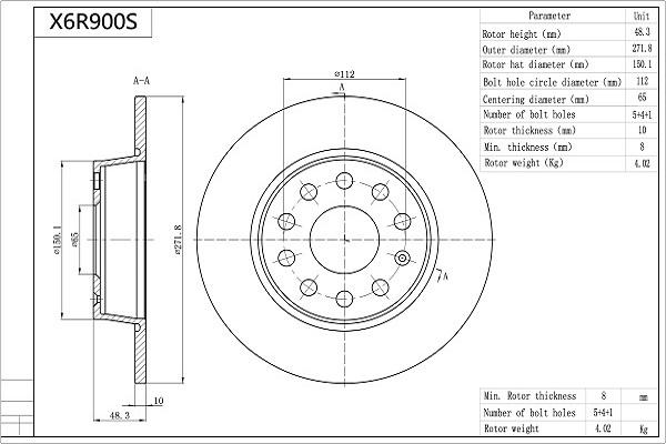 AISIN X6R900S - Disc frana aaoparts.ro