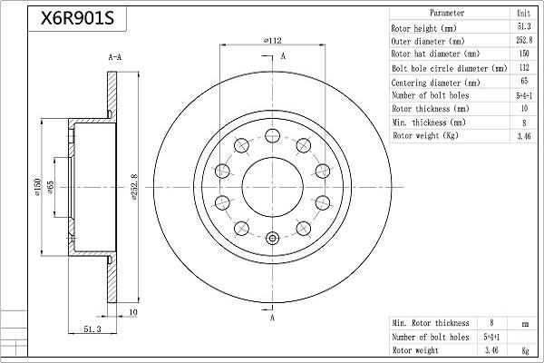 AISIN X6R901S - Disc frana aaoparts.ro