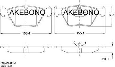 Akebono AN-4435K - Set placute frana,frana disc aaoparts.ro
