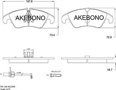 Akebono AN-4623WKE - Set placute frana,frana disc aaoparts.ro