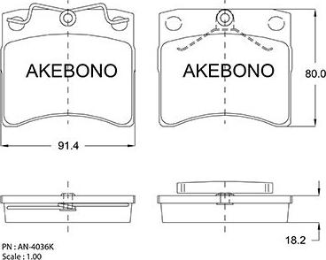 Akebono AN-4036KE - Set placute frana,frana disc aaoparts.ro