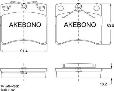 Akebono AN-4036K - Set placute frana,frana disc aaoparts.ro