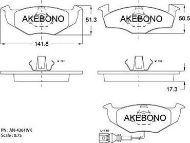 Akebono AN-4361WK - Set placute frana,frana disc aaoparts.ro