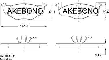 Akebono AN-4314K - Set placute frana,frana disc aaoparts.ro