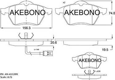 Akebono AN-4312WK - Set placute frana,frana disc aaoparts.ro