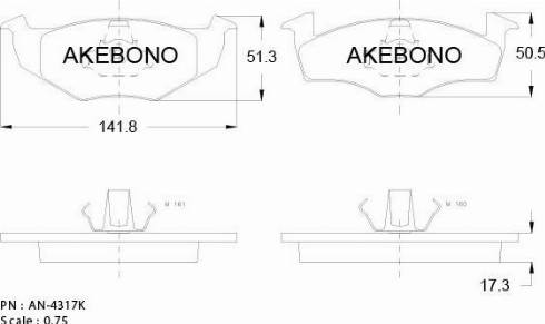 Akebono AN-4317KE - Set placute frana,frana disc aaoparts.ro