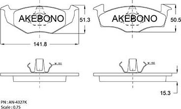 Akebono AN-4327K - Set placute frana,frana disc aaoparts.ro