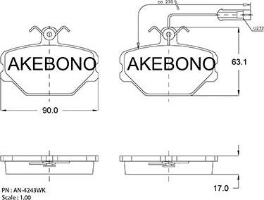Akebono AN-4243WK - Set placute frana,frana disc aaoparts.ro