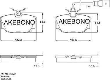 Akebono AN-4259WKE - Set placute frana,frana disc aaoparts.ro