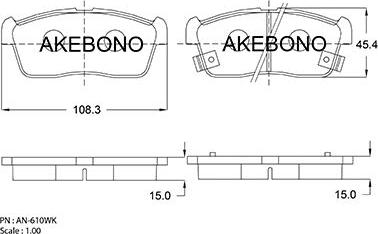 Akebono AN-610WKE - Set placute frana,frana disc aaoparts.ro