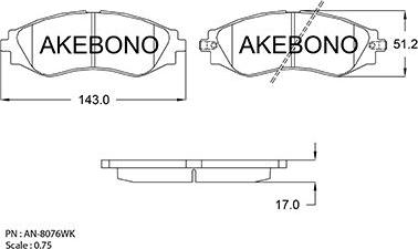 Akebono AN-8076WK - Set placute frana,frana disc aaoparts.ro