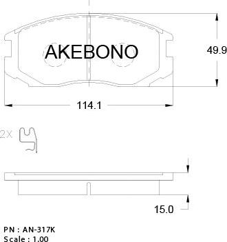 Akebono AN-317WKE - Set placute frana,frana disc aaoparts.ro
