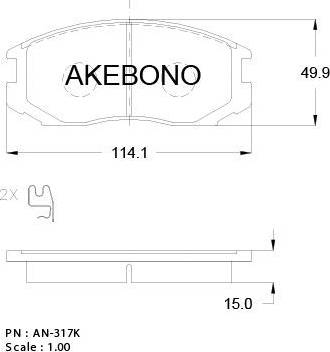 Akebono AN-317WK - Set placute frana,frana disc aaoparts.ro