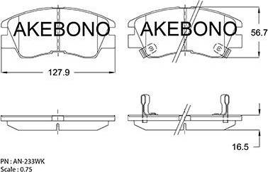 Akebono AN-233WK - Set placute frana,frana disc aaoparts.ro