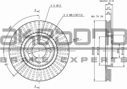 Akebono BN-0021 - Disc frana aaoparts.ro