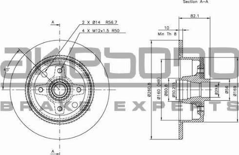 Akebono BN-0830E - Disc frana aaoparts.ro