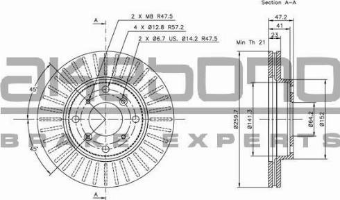 Akebono BN-1111 - Disc frana aaoparts.ro