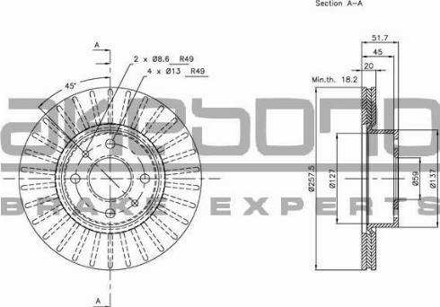 Akebono BN-1247 - Disc frana aaoparts.ro
