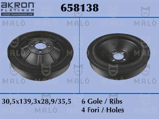 AKRON-MALÒ 658138 - Fulie curea, arbore cotit aaoparts.ro
