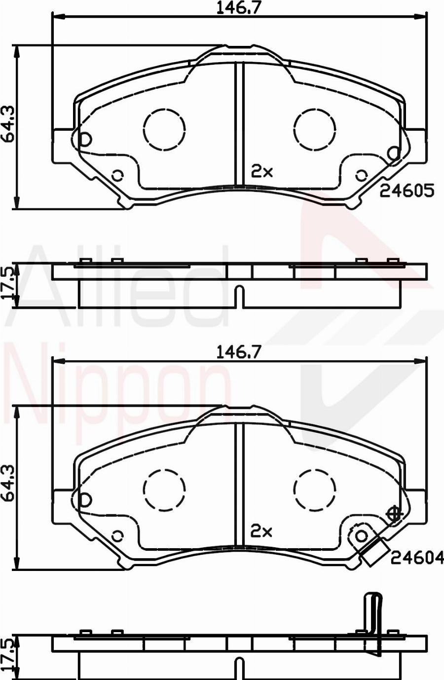 ALLIED NIPPON ADB36066 - Set placute frana,frana disc aaoparts.ro