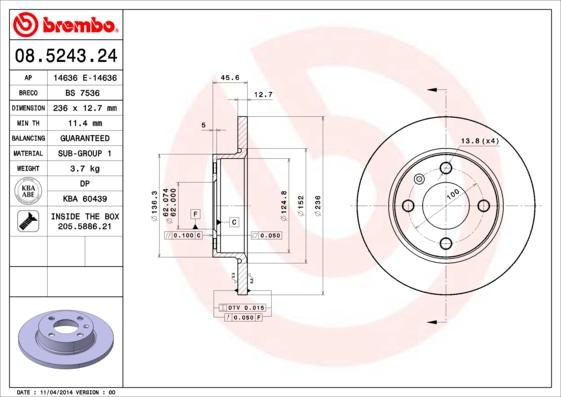 AP 14636 E - Disc frana aaoparts.ro