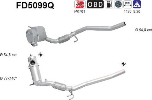 AS FD5099Q - Filtru funingine / particule, sist.de esapament aaoparts.ro
