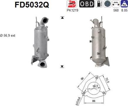AS FD5032Q - Filtru funingine / particule, sist.de esapament aaoparts.ro