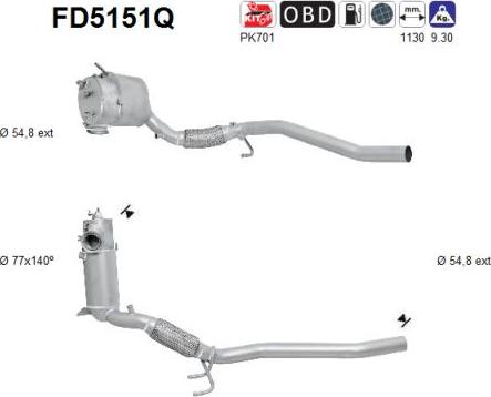 AS FD5151Q - Filtru funingine / particule, sist.de esapament aaoparts.ro