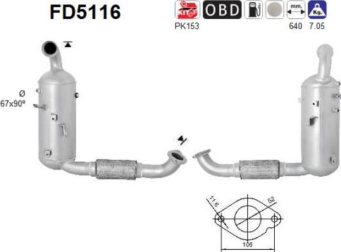 AS FD5116 - Filtru funingine / particule, sist.de esapament aaoparts.ro