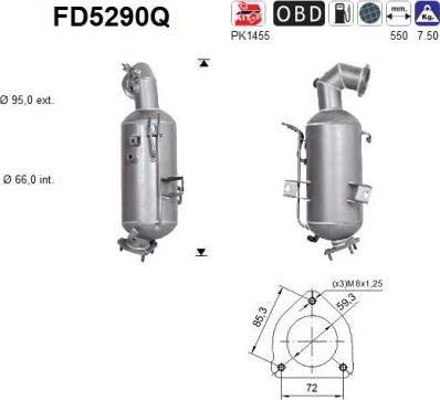 AS FD5290Q - Filtru funingine / particule, sist.de esapament aaoparts.ro