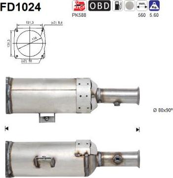 AS FD1024 - Filtru funingine / particule, sist.de esapament aaoparts.ro