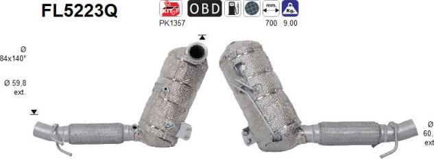 AS FL5223Q - Filtru funingine / particule, sist.de esapament aaoparts.ro