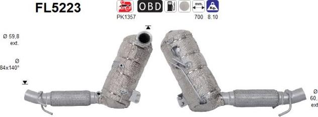 AS FL5223 - Filtru funingine / particule, sist.de esapament aaoparts.ro
