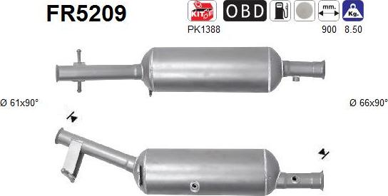 AS FR5209 - Filtru funingine / particule, sist.de esapament aaoparts.ro