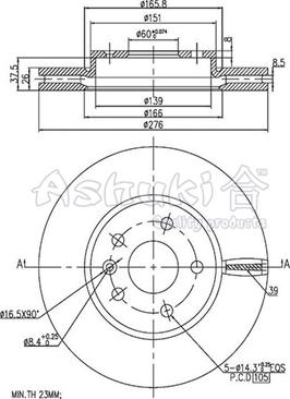 Ashuki 0990-6190 - Disc frana aaoparts.ro