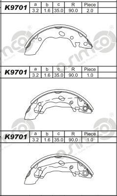 Asimco K9701 - Set saboti frana aaoparts.ro