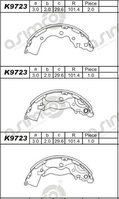 Asimco K9723 - Set saboti frana aaoparts.ro