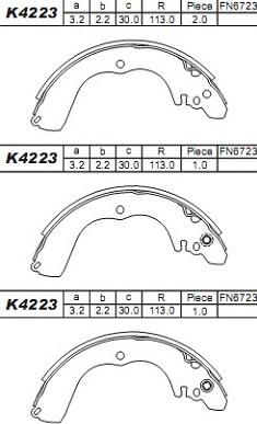 Asimco K4223 - Set saboti frana aaoparts.ro