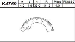 Asimco K4769 - Set saboti frana aaoparts.ro