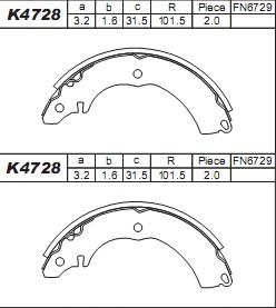 Asimco K4728 - Set saboti frana aaoparts.ro