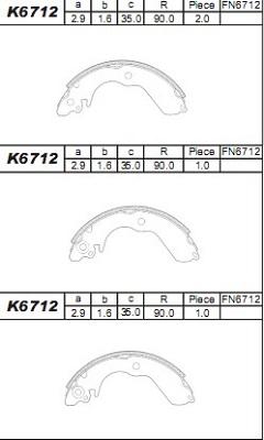 Asimco K6712 - Set saboti frana aaoparts.ro