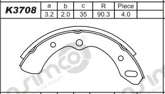 Asimco K3708 - Set saboti frana aaoparts.ro