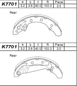 Asimco K7701 - Set saboti frana aaoparts.ro