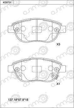 Asimco KD0731 - Set placute frana,frana disc aaoparts.ro